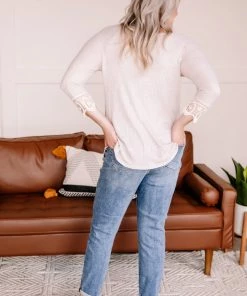 No Ship Drop Ship Off The Hook Oatmeal Waffle Knit Top (GHG-S)