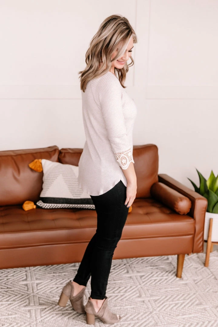 No Ship Drop Ship Off The Hook Oatmeal Waffle Knit Top (GHG-S) 6 No Ship Drop Ship Off The Hook Oatmeal Waffle Knit Top (GHG-S)