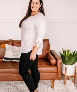 No Ship Drop Ship Off The Hook Oatmeal Waffle Knit Top (GHG-S) 18 No Ship Drop Ship Off The Hook Oatmeal Waffle Knit Top (GHG-S)