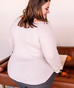 No Ship Drop Ship Off The Hook Oatmeal Waffle Knit Top (GHG-S) 21 No Ship Drop Ship Off The Hook Oatmeal Waffle Knit Top (GHG-S)