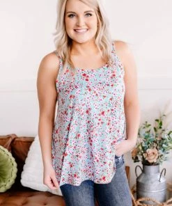 No Ship Drop Ship Poppy Me Floral Sleeveless Top (GHG-S-X)
