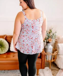 No Ship Drop Ship Poppy Me Floral Sleeveless Top (GHG-S-X)