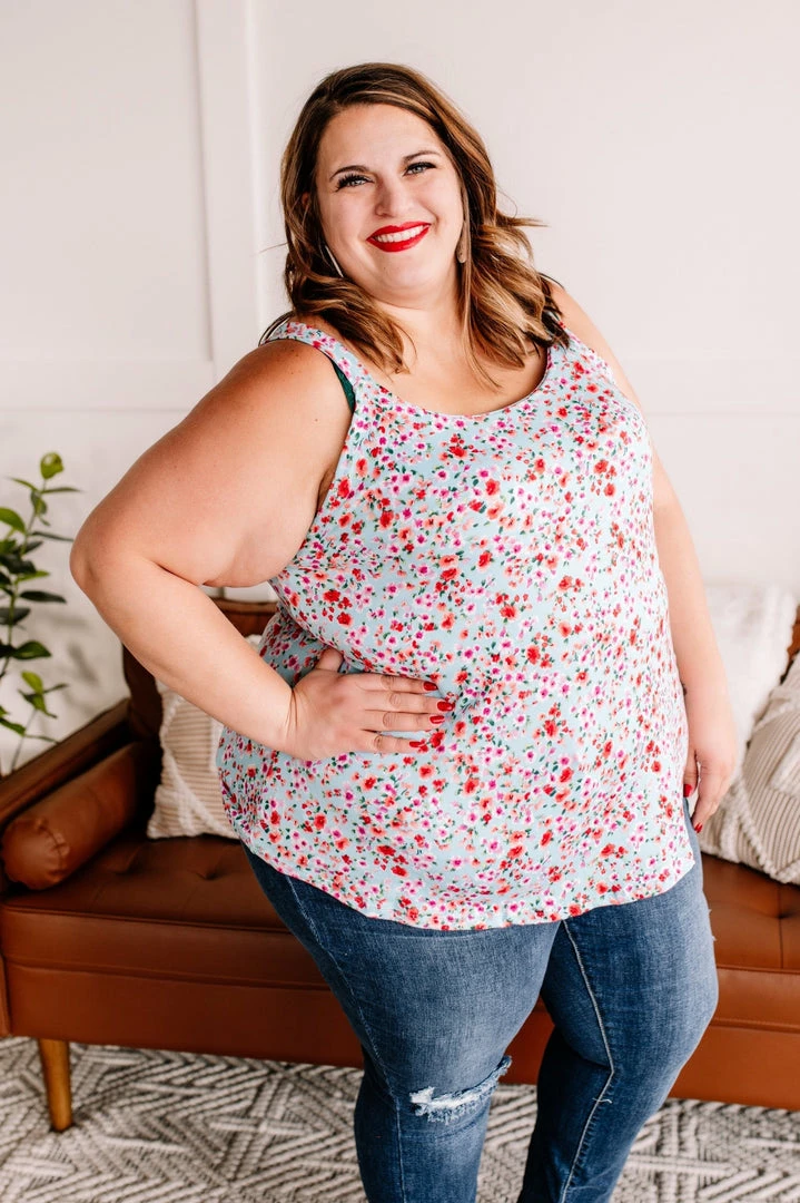 No Ship Drop Ship Poppy Me Floral Sleeveless Top (GHG-S-X) 3 No Ship Drop Ship Poppy Me Floral Sleeveless Top (GHG-S-X)