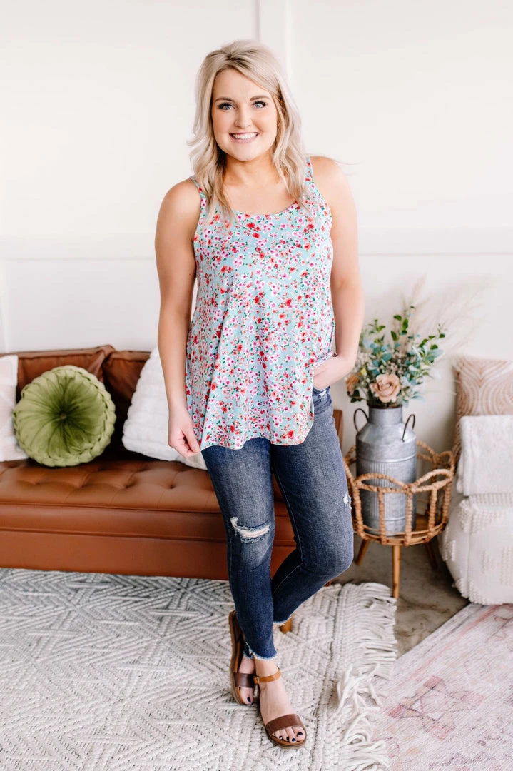 No Ship Drop Ship Poppy Me Floral Sleeveless Top (GHG-S-X) 5 No Ship Drop Ship Poppy Me Floral Sleeveless Top (GHG-S-X)