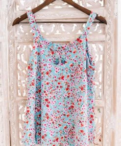 No Ship Drop Ship Poppy Me Floral Sleeveless Top (GHG-S-X) 25 No Ship Drop Ship Poppy Me Floral Sleeveless Top (GHG-S-X)