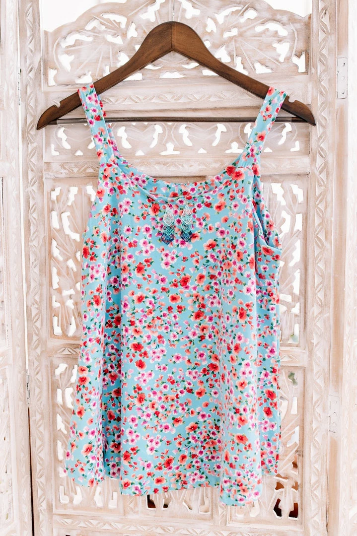 No Ship Drop Ship Poppy Me Floral Sleeveless Top (GHG-S-X) 12 No Ship Drop Ship Poppy Me Floral Sleeveless Top (GHG-S-X)