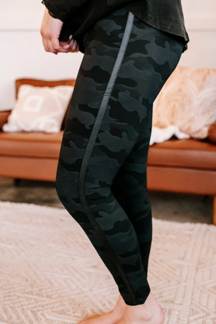 No Ship Drop Ship Athletic + Leggings + Sets Race You For It Side Striped Camo Leggings (GHG-S,M) 4 No Ship Drop Ship Athletic + Leggings + Sets Race You For It Side Striped Camo Leggings (GHG-S,M)
