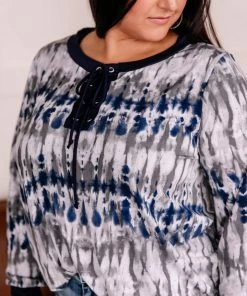 No Ship Drop Ship Ripple Effect Lace Up Top (GHG-S)