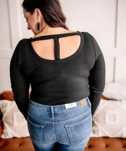 No Ship Drop Ship GHG- Shop Singles Rock Your Bodysuit In Black Ribbed Knit (GHG-S)