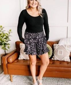 No Ship Drop Ship GHG- Shop Singles Rock Your Bodysuit In Black Ribbed Knit (GHG-S)