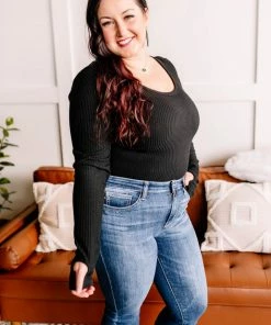 No Ship Drop Ship GHG- Shop Singles Rock Your Bodysuit In Black Ribbed Knit (GHG-S)