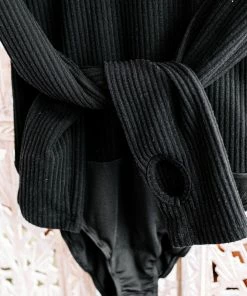 No Ship Drop Ship GHG- Shop Singles Rock Your Bodysuit In Black Ribbed Knit (GHG-S)