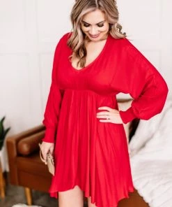 No Ship Drop Ship Ruby Red Diamond Swing Dress (GHG-S)