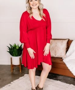 No Ship Drop Ship Ruby Red Diamond Swing Dress (GHG-S)