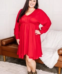 No Ship Drop Ship Ruby Red Diamond Swing Dress (GHG-S)