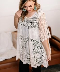 No Ship Drop Ship See You Through It Crochet Tunic Top (GHG-Onesize) GHG- Shop Singles