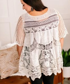 No Ship Drop Ship See You Through It Crochet Tunic Top (GHG-Onesize) GHG- Shop Singles