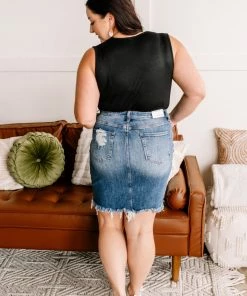 No Ship Drop Ship Skirt The Issues Denim Skirt (GHG - S,M) Trousers + Leggings + Denim