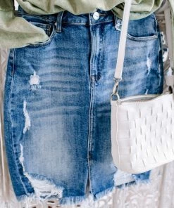 No Ship Drop Ship Skirt The Issues Denim Skirt (GHG - S,M) Trousers + Leggings + Denim