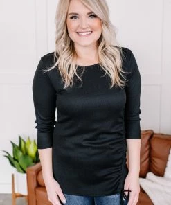 No Ship Drop Ship Slim To None Ruched Top In Pitch Black (GHG-S) 11 No Ship Drop Ship Slim To None Ruched Top In Pitch Black (GHG-S)