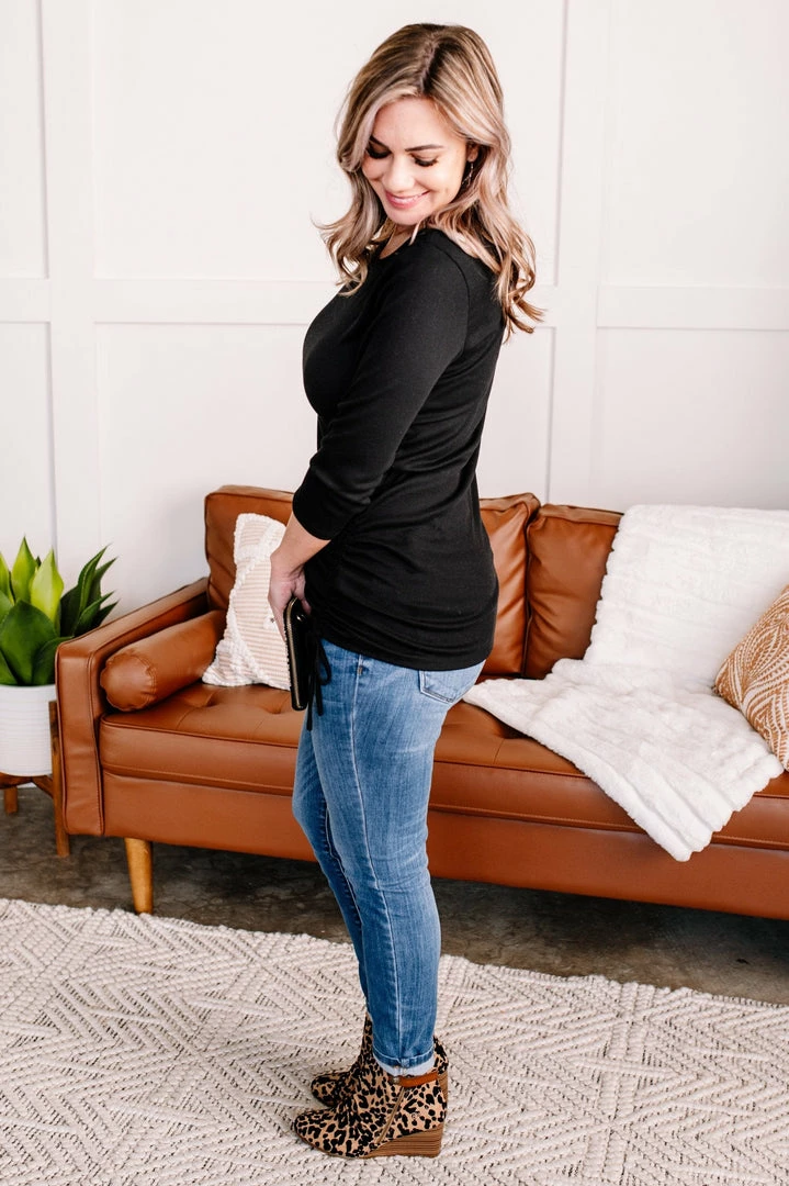 No Ship Drop Ship Slim To None Ruched Top In Pitch Black (GHG-S) 6 No Ship Drop Ship Slim To None Ruched Top In Pitch Black (GHG-S)