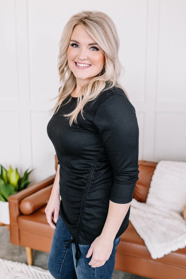 No Ship Drop Ship Slim To None Ruched Top In Pitch Black (GHG-S) 4 No Ship Drop Ship Slim To None Ruched Top In Pitch Black (GHG-S)