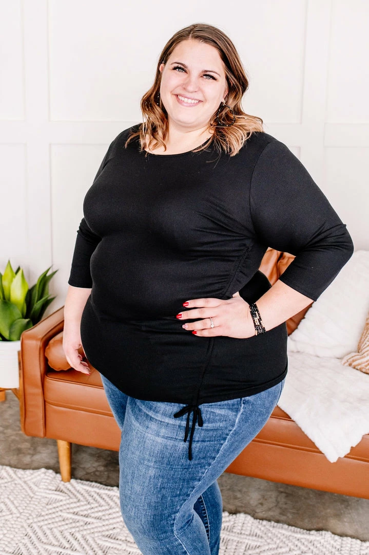 No Ship Drop Ship Slim To None Ruched Top In Pitch Black (GHG-S) 7 No Ship Drop Ship Slim To None Ruched Top In Pitch Black (GHG-S)