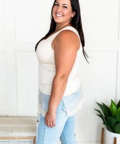 No Ship Drop Ship Spread Your Wings Sleeveless Top In Willow Cream (GHG-S)