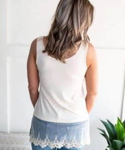 No Ship Drop Ship Spread Your Wings Sleeveless Top In Willow Cream (GHG-S)