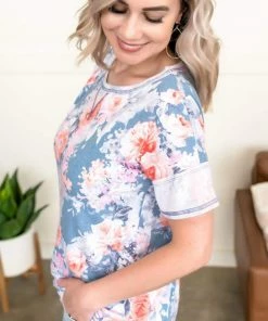 No Ship Drop Ship Springtime Promises In Denim Blue Apparel