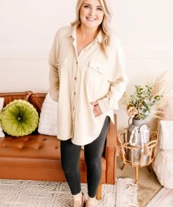 No Ship Drop Ship GHG- Shop Singles Stocking Full Of Coal Shacket In Cream (GHG-S)