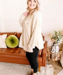 No Ship Drop Ship GHG- Shop Singles Stocking Full Of Coal Shacket In Cream (GHG-S)