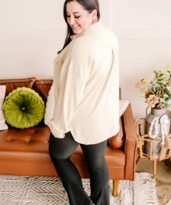 No Ship Drop Ship GHG- Shop Singles Stocking Full Of Coal Shacket In Cream (GHG-S)