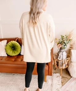 No Ship Drop Ship GHG- Shop Singles Stocking Full Of Coal Shacket In Cream (GHG-S)