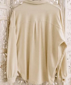 No Ship Drop Ship GHG- Shop Singles Stocking Full Of Coal Shacket In Cream (GHG-S)