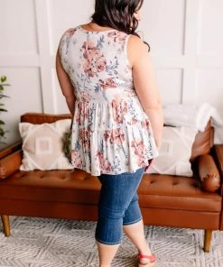No Ship Drop Ship The Tracks Of My Tiers Sleeveless Top In White Floral (GHG-S) GHG- Shop Singles