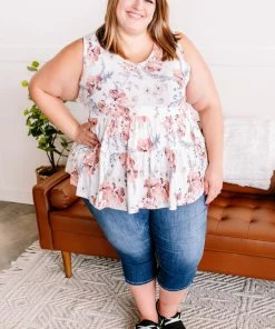 No Ship Drop Ship The Tracks Of My Tiers Sleeveless Top In White Floral (GHG-S) GHG- Shop Singles