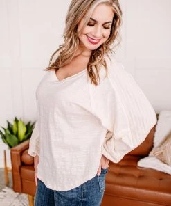 No Ship Drop Ship Turn Me Loose Crochet Sleeve Top In Natural (GHG-S)