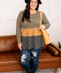 No Ship Drop Ship GHG- Shop Singles Winning Combination Tiered Top In Olive, Gold And Black (GHG-S)