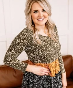 No Ship Drop Ship GHG- Shop Singles Winning Combination Tiered Top In Olive, Gold And Black (GHG-S)