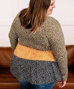 No Ship Drop Ship GHG- Shop Singles Winning Combination Tiered Top In Olive, Gold And Black (GHG-S)