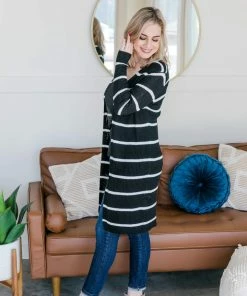 No Ship Drop Ship Wrap Me In Stripes Cardigan