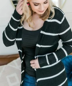 No Ship Drop Ship Wrap Me In Stripes Cardigan