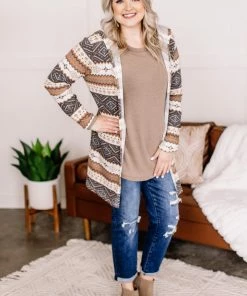 No Ship Drop Ship Tops You Zig, I Zag Hooded Cardigan In Fall Neutrals (GHG-S)
