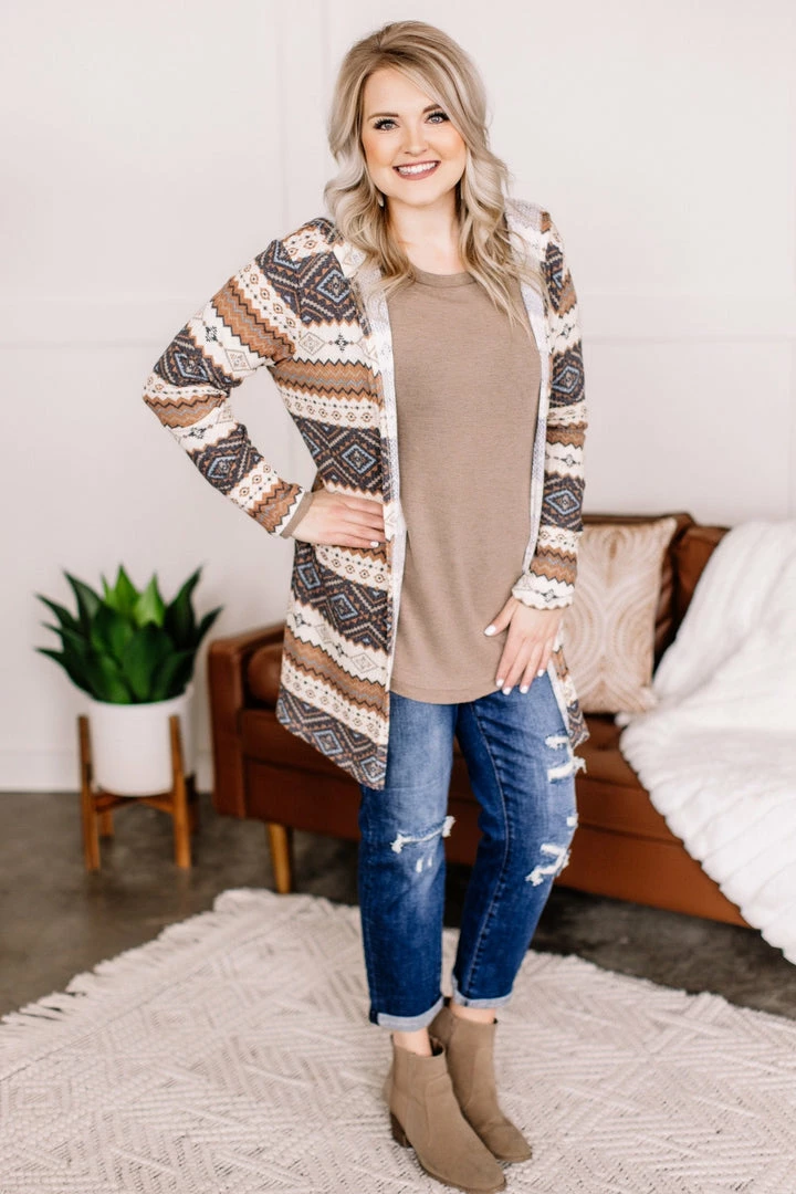 No Ship Drop Ship Tops You Zig, I Zag Hooded Cardigan In Fall Neutrals (GHG-S) 2 No Ship Drop Ship Tops You Zig, I Zag Hooded Cardigan In Fall Neutrals (GHG-S)