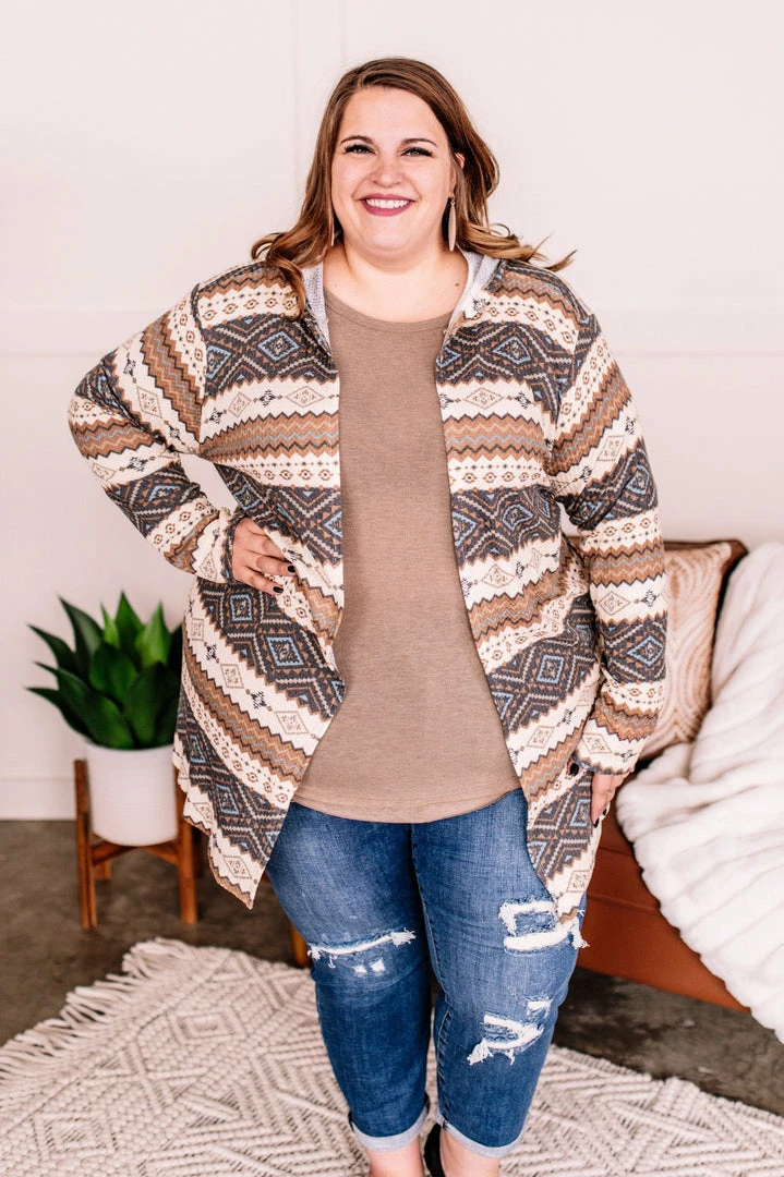 No Ship Drop Ship Tops You Zig, I Zag Hooded Cardigan In Fall Neutrals (GHG-S) 3 No Ship Drop Ship Tops You Zig, I Zag Hooded Cardigan In Fall Neutrals (GHG-S)