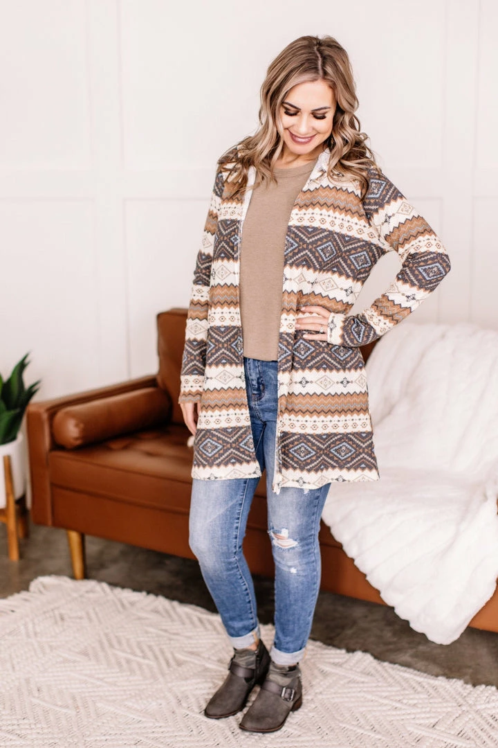 No Ship Drop Ship Tops You Zig, I Zag Hooded Cardigan In Fall Neutrals (GHG-S) 9 No Ship Drop Ship Tops You Zig, I Zag Hooded Cardigan In Fall Neutrals (GHG-S)