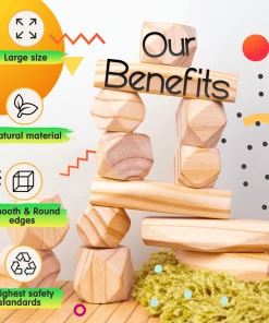 Panda Brothers Montessori Toy For Kids - Set Of 20 Wooden Balancing Stones Gifts