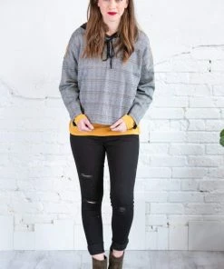 Paper Crane Monroe Plaid Hoodie W/ Contrast Stripe