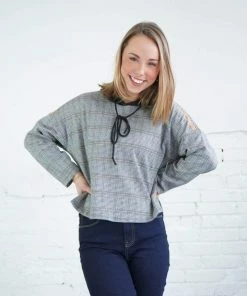 Paper Crane Monroe Plaid Hoodie W/ Contrast Stripe